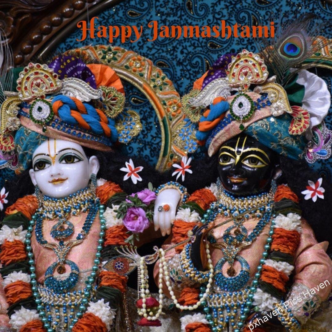 Beautiful Balram Dao and Krishna yellow color dress with laddoo and flute and peacock feather ready for Janmashtami. Happy Janmashtami.