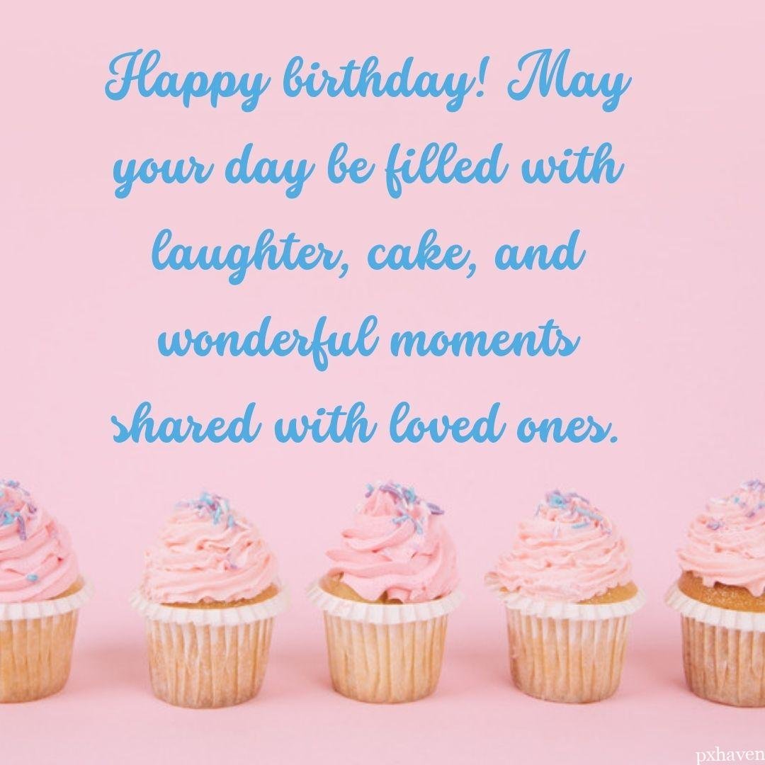 Happy birthday wish with lots of lovely and yummy cupcakes. Happy birthday! May your day be filled with laughter, cake, and wonderful moments shared with loved ones..
