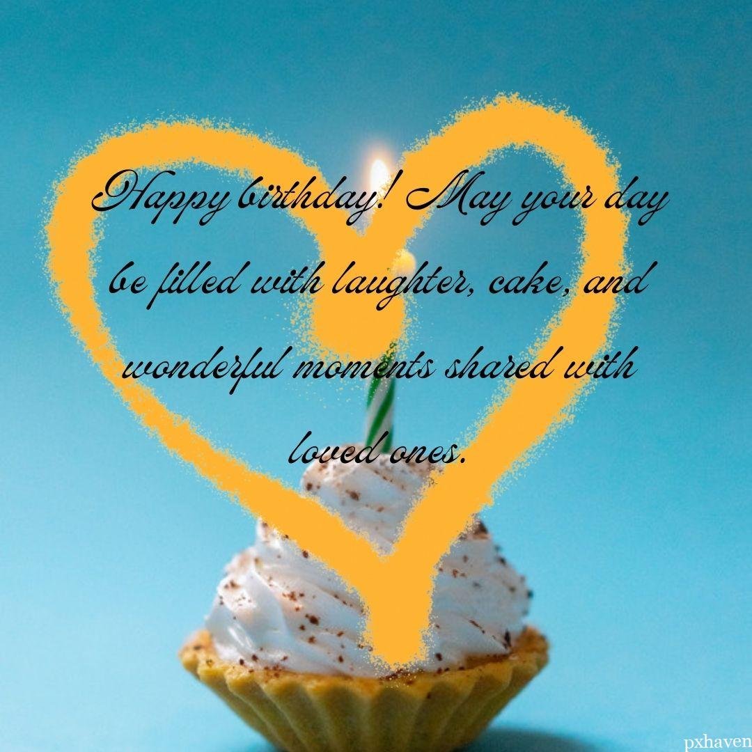 Happy birthday small sweet and lovely white cupcake with candle with a heart happy birthday wish. Happy birthday! May your day be filled with laughter, cake, and wonderful moments shared with loved ones.Happy birthday for a lovely person.