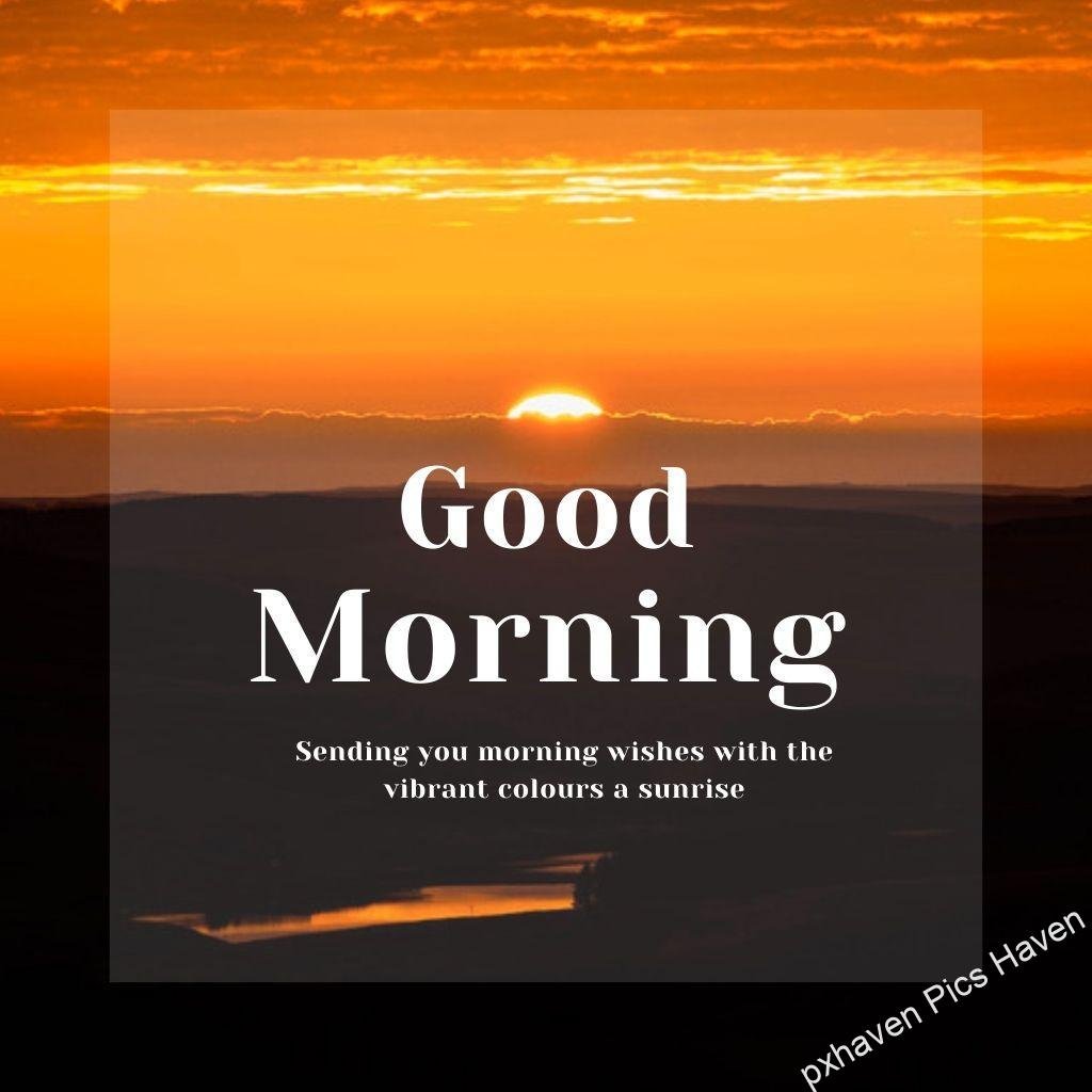 Beautiful Good Morning Images and quotes.HD image free download. Red colour sky with sunrise and river. Wishes good morning. Sending you morning wishes with the vibrant colours a sunrise. free download. Good morning quotes.