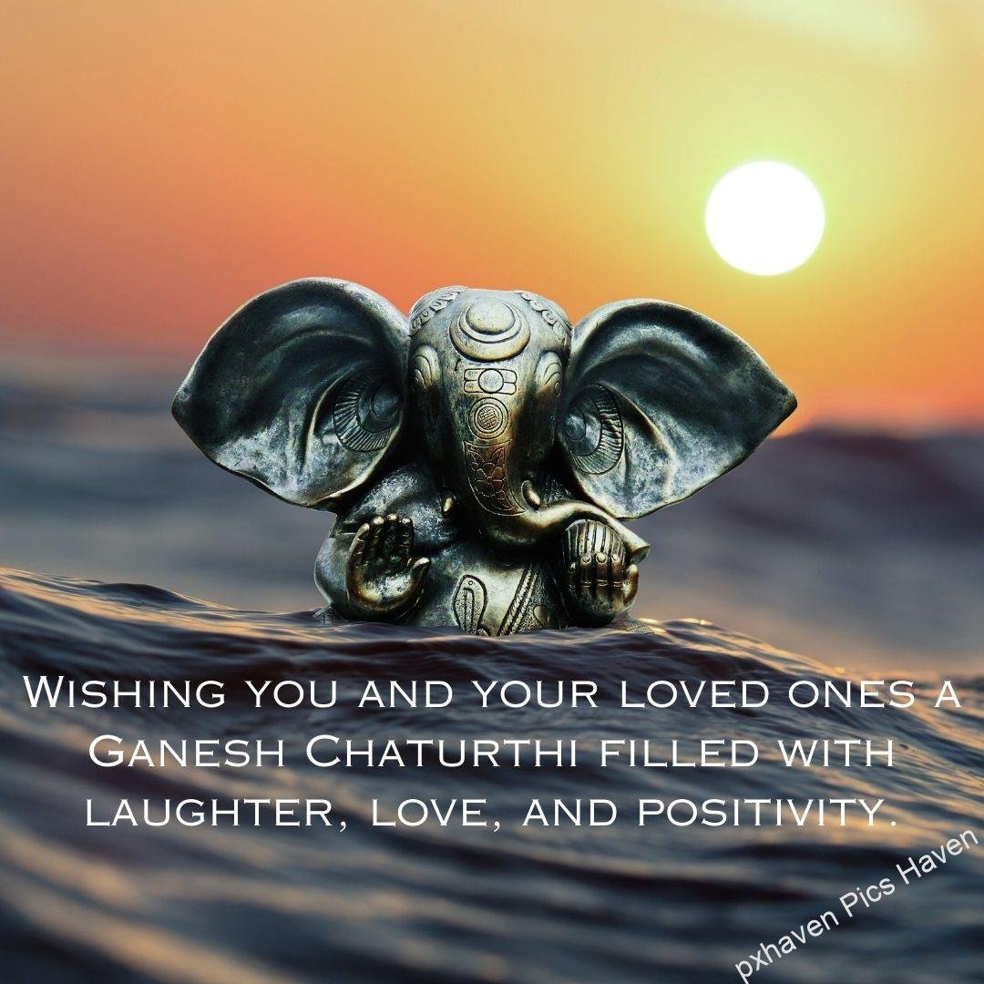 A lovely stone carved Ganesha giving blessings. Wishing you and your loved ones a Ganesh Chaturthi filled with laughter, love, and positivity. Happy Ganesh Chaturthi. free download. HD image. Happy Ganesh Chaturthi wishes. quotes.