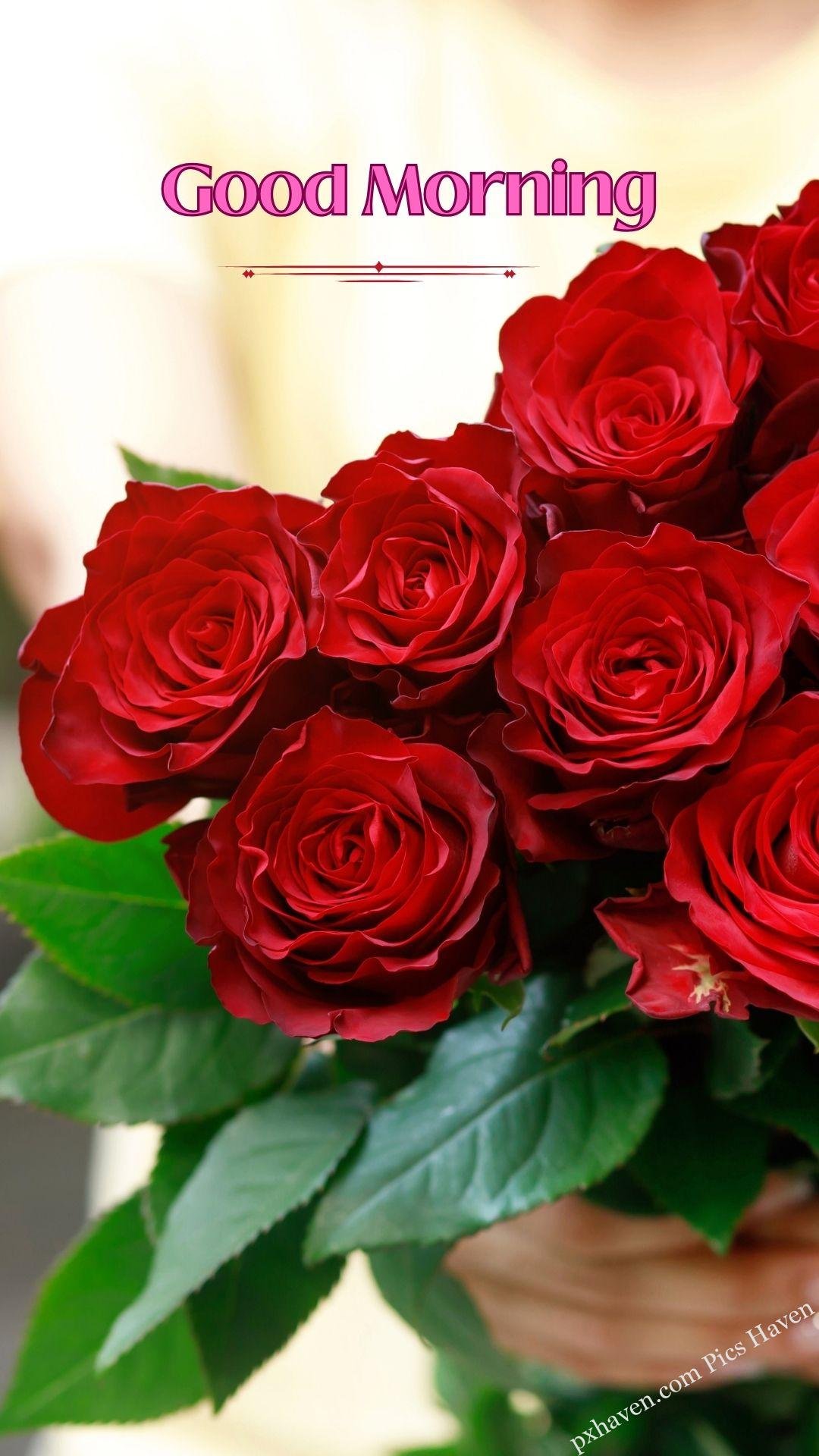 red rose wishes. Good morning wishes. good morning have a great day. Free download. HD image.