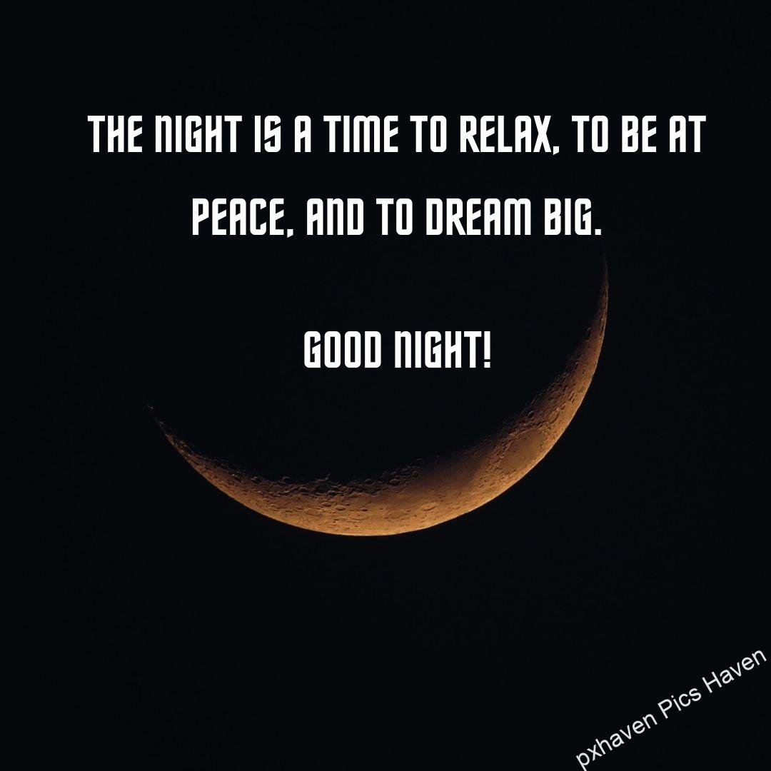 Dark night showing the moon The night is a time to relax, to be at peace, and to dream big. Good Night. Free download