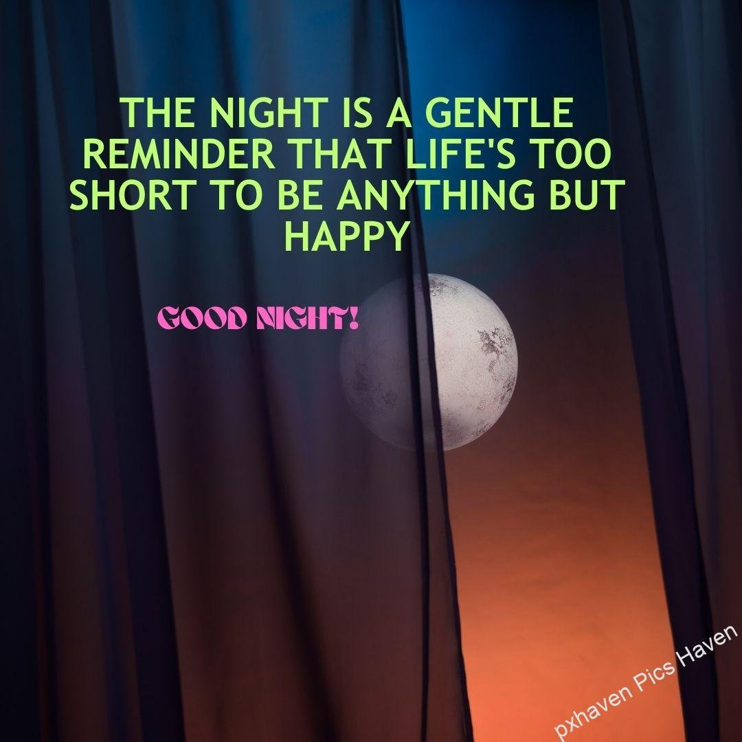 Red and dark sky with a bright moon behind the curtains. The night is a gentle reminder that life's too short to be anything but happy, Good night. Free download.