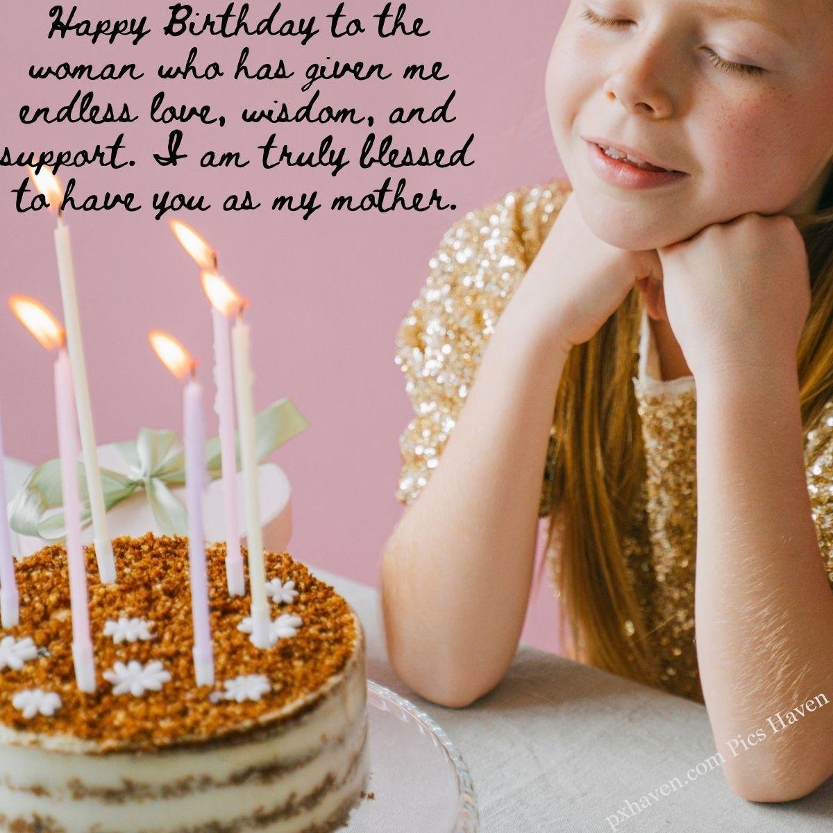 Happy Birthday Wishes and quotes for Mother from her daughter. Happy Birthday to the woman who has given me endless love, wisdom, and support. I am truly blessed to have you as my mother. Happy Birthday! daughter smiling and bless mother. Free download. HD images. WhatsApp status for mother birthday.