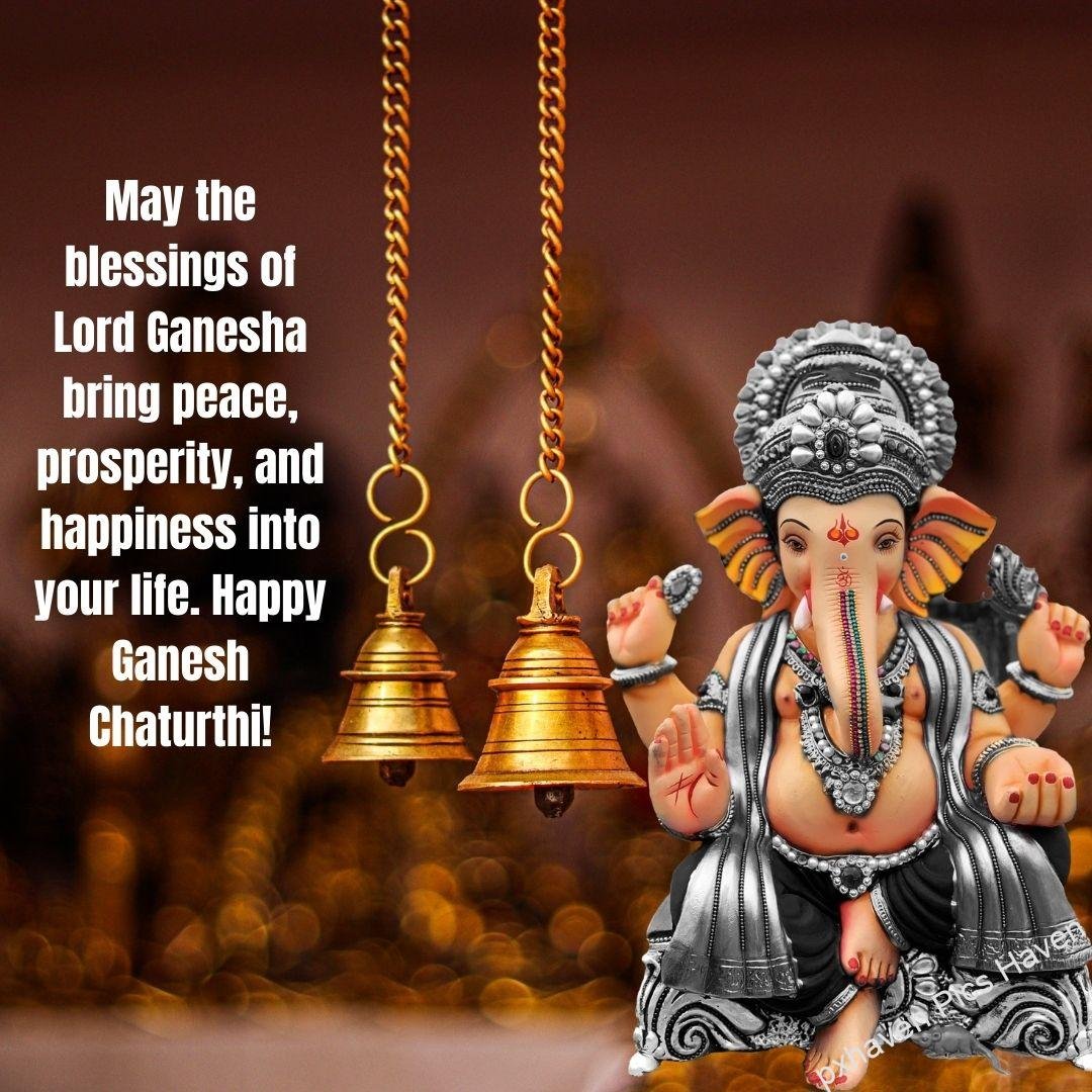 May the blessings of Lord Ganesha bring peace, prosperity, and happiness into your life. Happy Ganesh Chaturthi! free download. HD image. Happy Ganesh Chaturthi wishes. quotes.