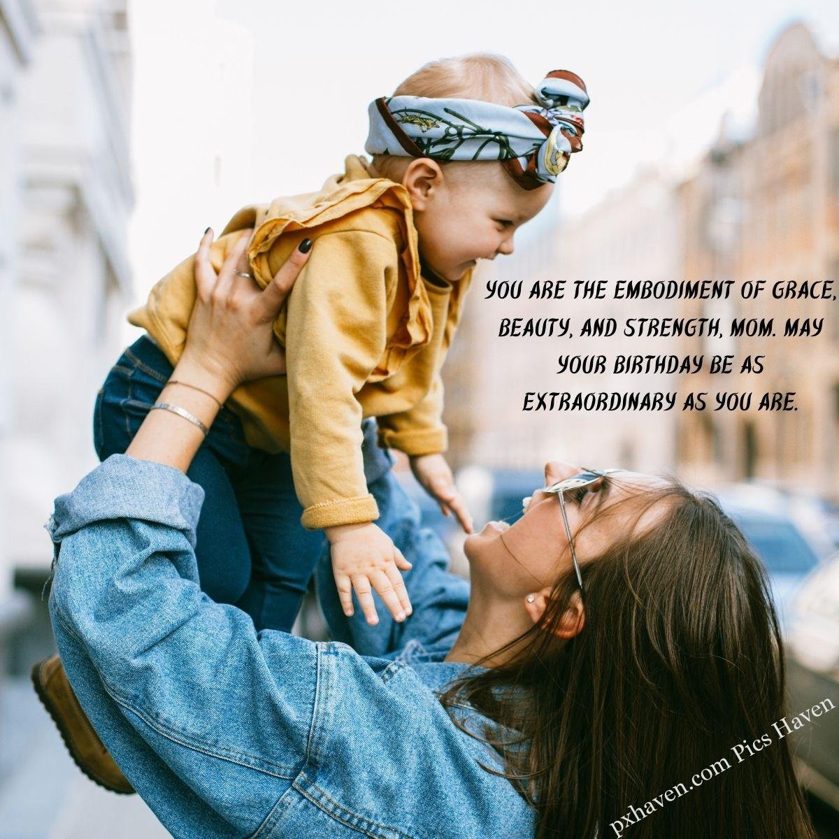 Happy Birthday Wishes and quotes for Mother from her daughter.. You are the embodiment of grace, beauty, and strength, Mom. May your birthday be as extraordinary as you are. Mother and daughter playing and hugging together. Free download. HD images. WhatsApp status for mother birthday.