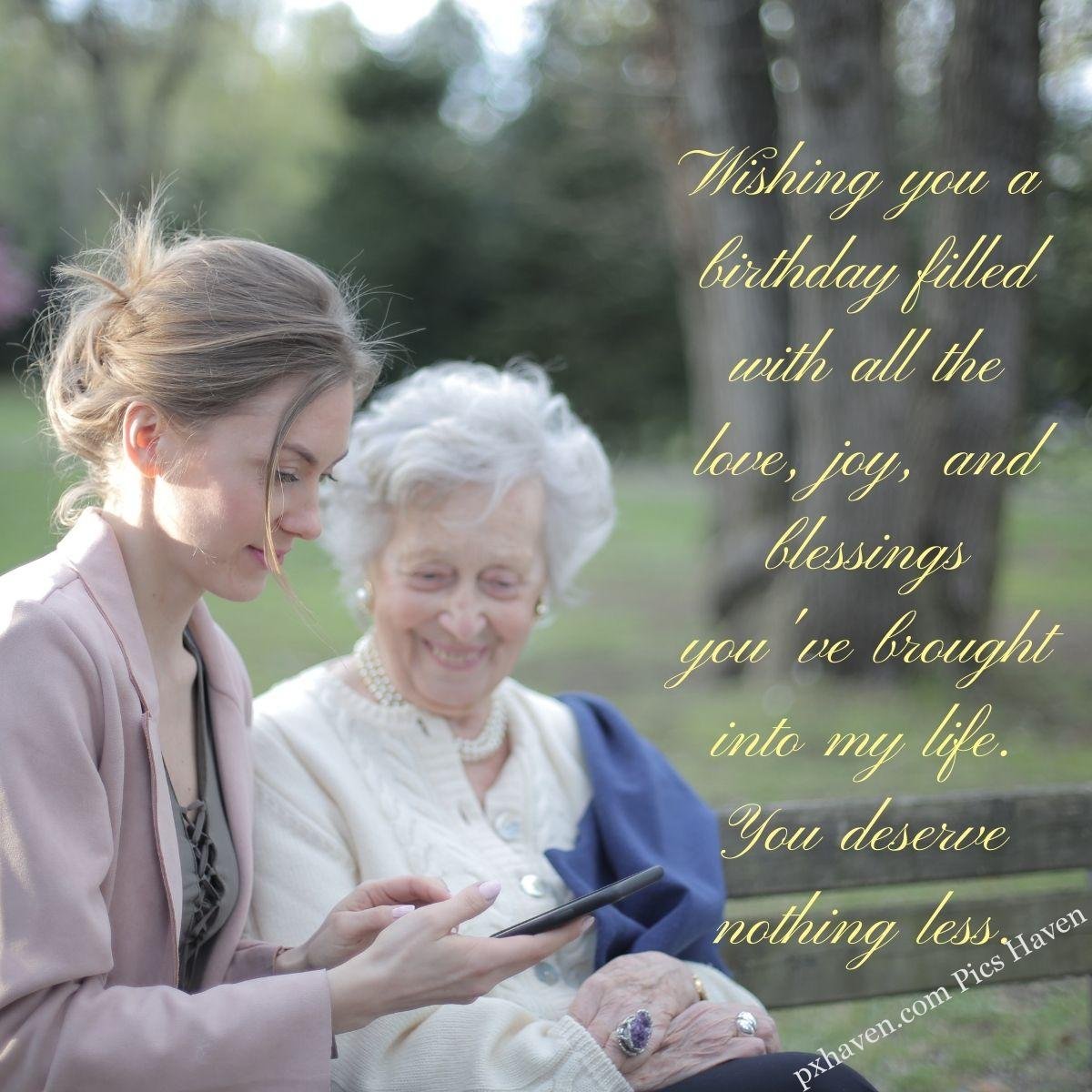 Happy Birthday Wishes and quotes for Mother from her daughter. Mother and daughter sitting together and talking. Wishing you a birthday filled with all the love, joy, and blessings you've brought into my life. You deserve nothing less. Free download. HD images. WhatsApp status for mother birthday.