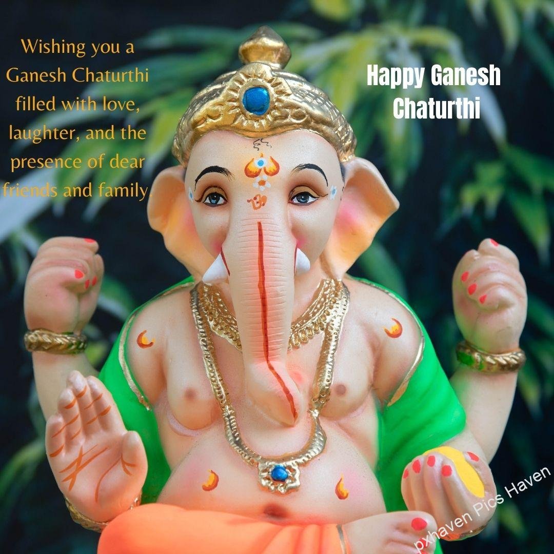 Lord Ganesh Ganpati Giving blessings. Wishing you a Ganesh Chaturthi filled with love, laughter, and the presence of dear friends and family. Happy Ganesh Chaturthi. free download. HD image wallpaper. Happy Ganesh Chaturthi wishes. quotes.