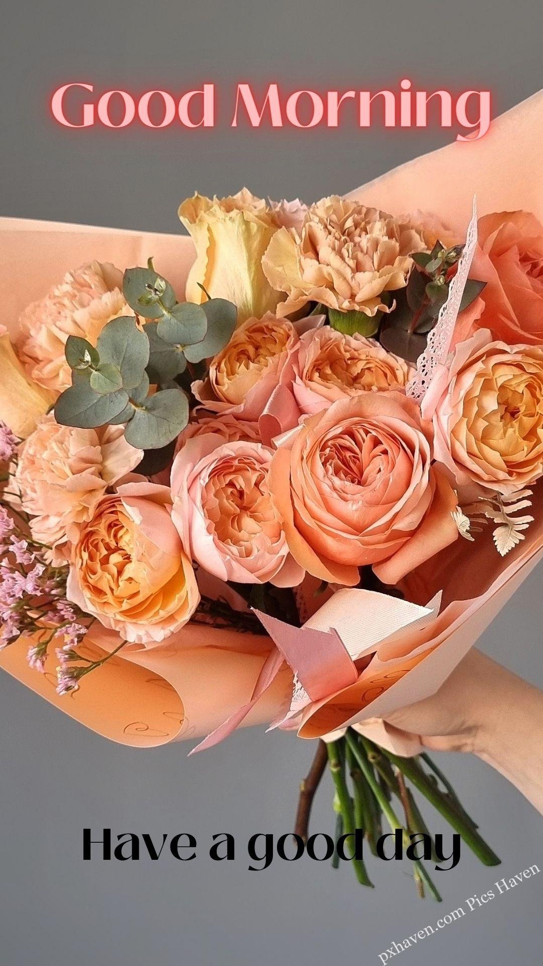pink flowers rose bouquet wishes. Good morning wishes. good morning Have a good day . Free download. HD image.