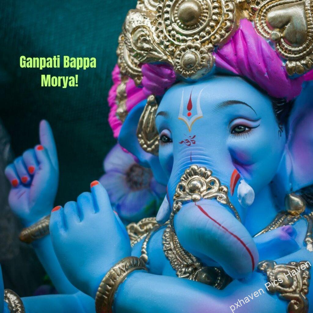 Blue color Ganesh Ganpati giving blessings HD image wallpaper free download. free download.