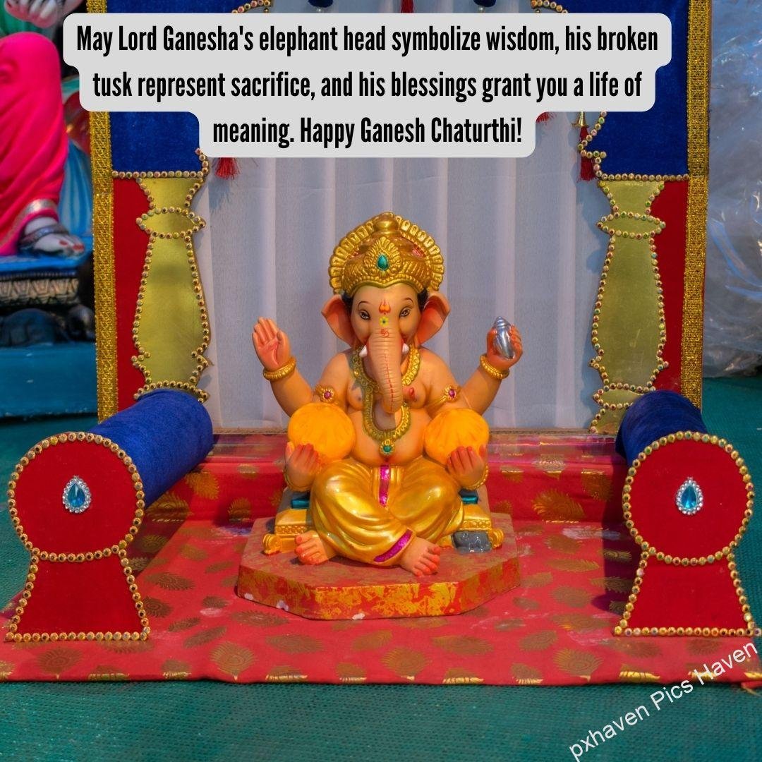 Beautiful log Ganesh HD image. Free download. May Lord Ganesha's elephant head symbolize wisdom, his broken tusk represent sacrifice, and his blessings grant you a life of meaning. Happy Ganesh Chaturthi! Happy Ganesh Chaturthi wishes. quotes.
