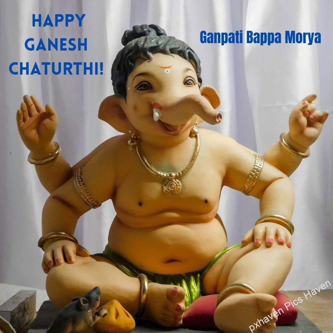 On this sacred day, may the blessings of Lord Ganesha instill in you the courage to face life's challenges and the faith to overcome them. Ganpati Bappa Morya! HD image free download.