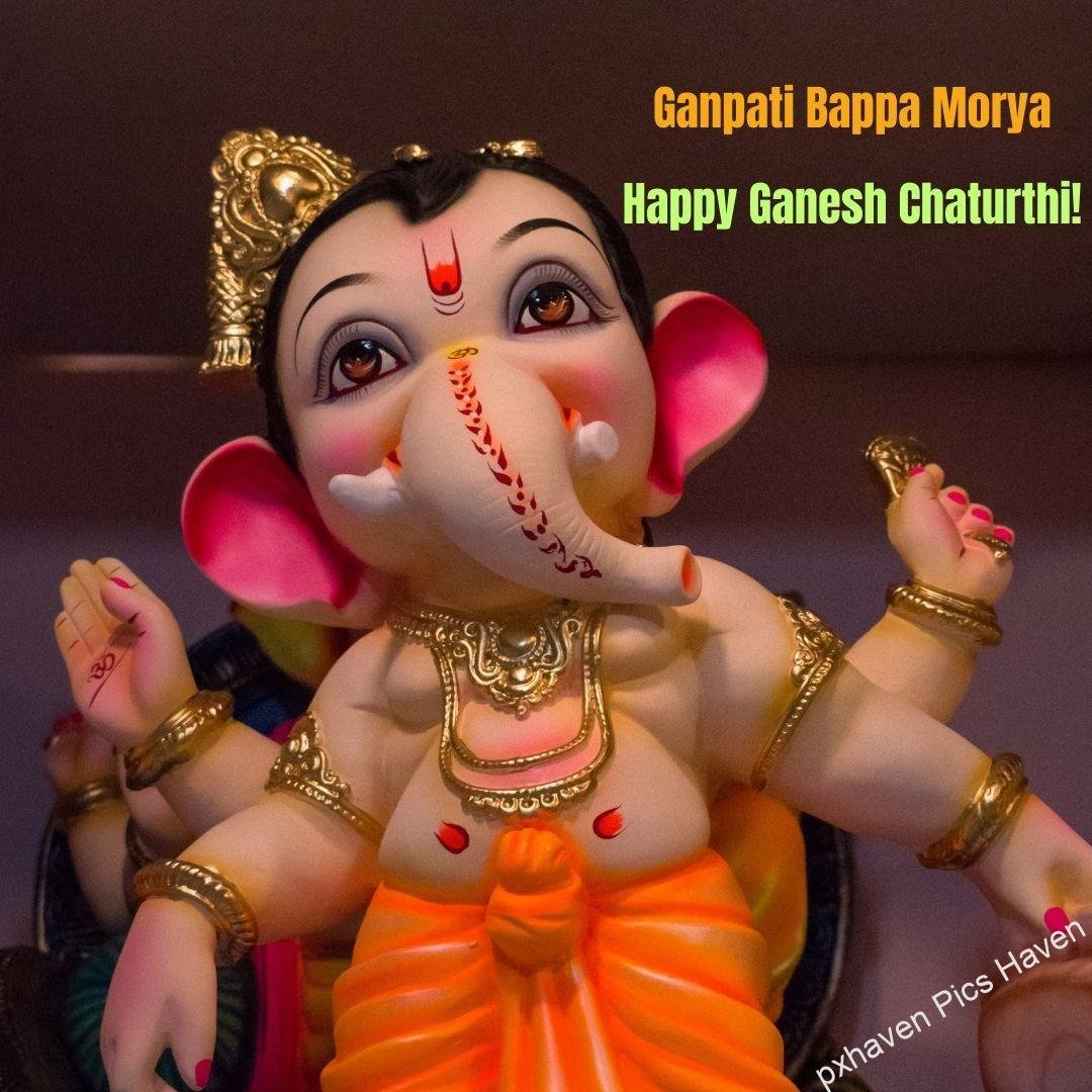 On this sacred day, may the blessings of Lord Ganesha instill in you the courage to face life's challenges and the faith to overcome them. Ganpati Bappa Morya! HD image free download.