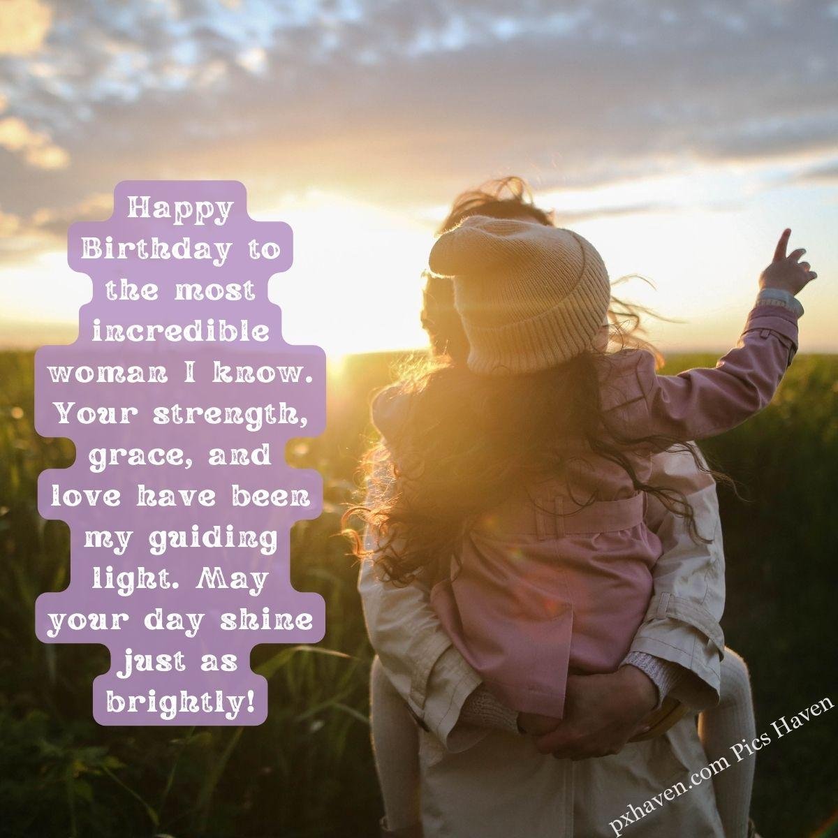 Happy Birthday Wishes and quotes for Mother from her daughter. A mother and daughter playing together. Happy Birthday to the most incredible woman I know. Your strength, grace, and love have been my guiding light. May your day shine just as brightly! Free download. WhatsApp status. Mother's birthday. birthday wishes.