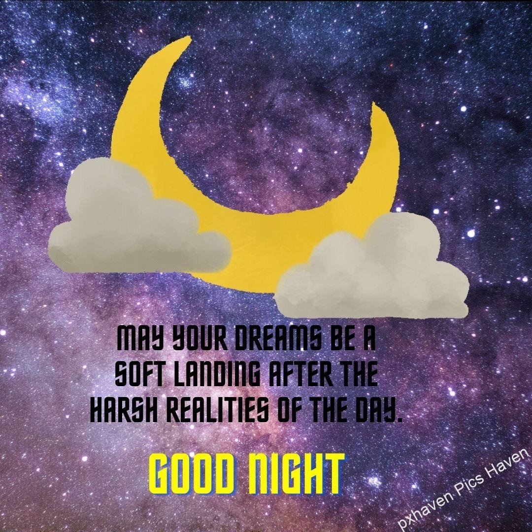 The bright moon in the starry night sky with clouds May your dreams be a soft landing after the harsh realities of the day. Good night. Free download.