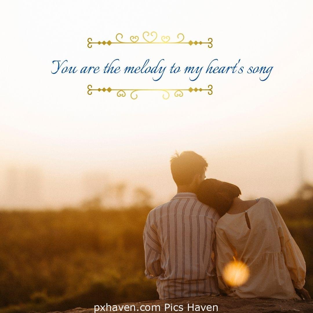 You are the melody to my heart's song. A boy and girl, sitting on a on a rock with her head on the boy's shoulder. Love Quotes and Images for Couples. HD images. Free download.