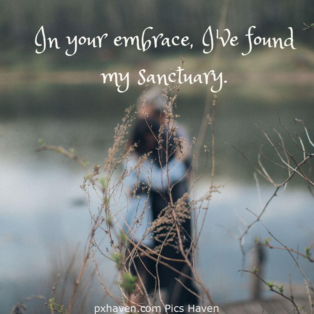 In your embrace, I've found my sanctuary. A boy and girl, sitting together and talking hand in hand. Love Quotes and Images for Couples. HD images. Free download.