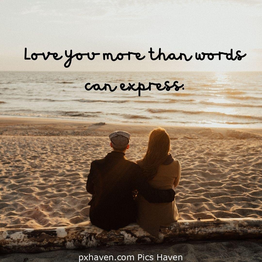 Love you more than words can express. A boy and girl, sitting and hugging by the sea shore. Love Quotes and Images for Couples. HD images. Free download.