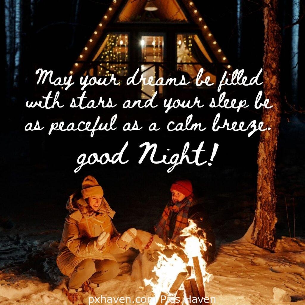 May your dreams be filled with stars and your sleep be as peaceful as a calm breeze.