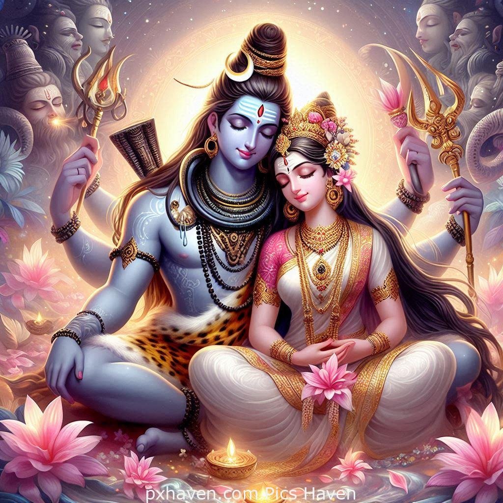 A calm image of Lord Shiva and Parvati. Full HD image. Free Download. Shivratri.