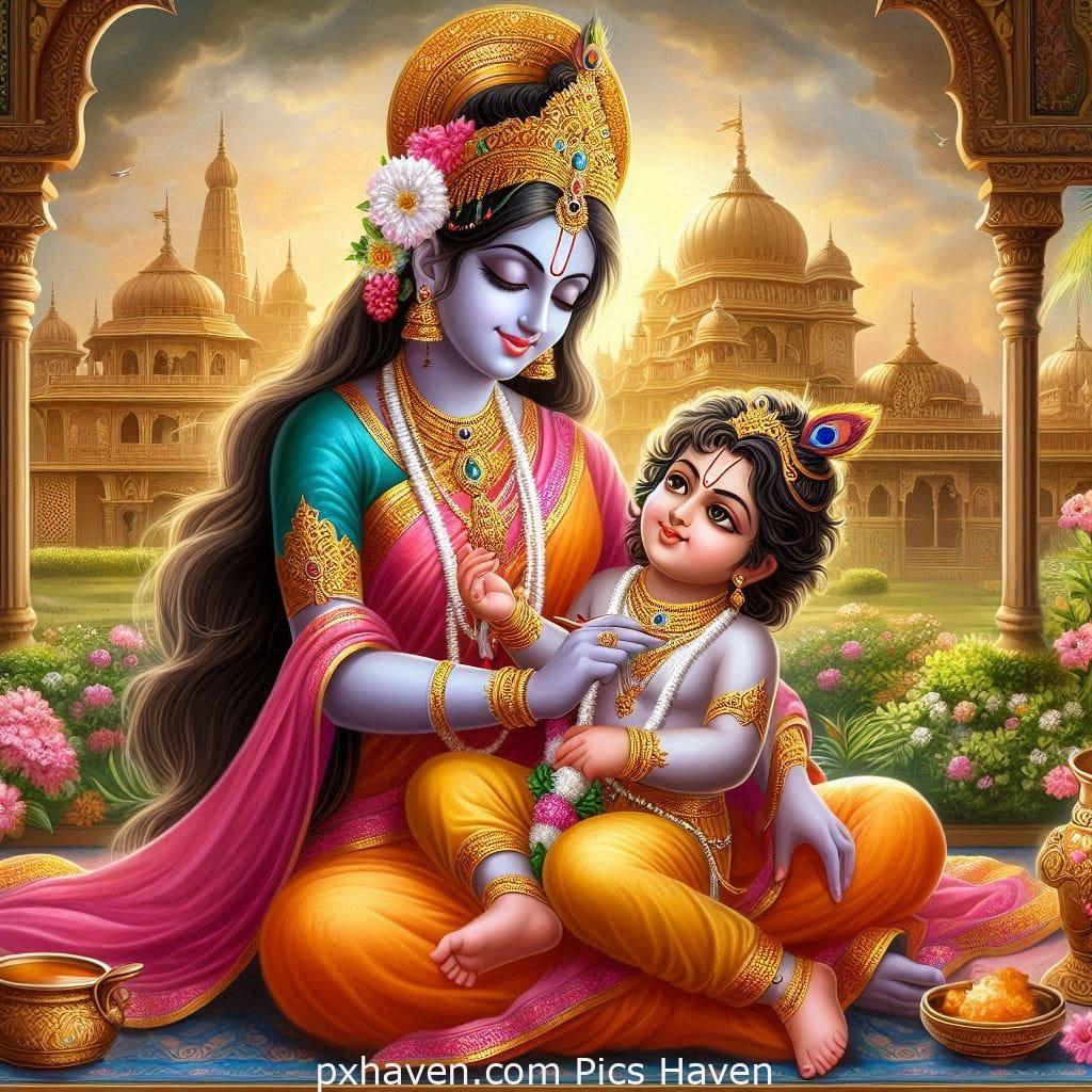 Lord Krishna with Ma Yashoda. Janmashtami. Free Download. Full HD