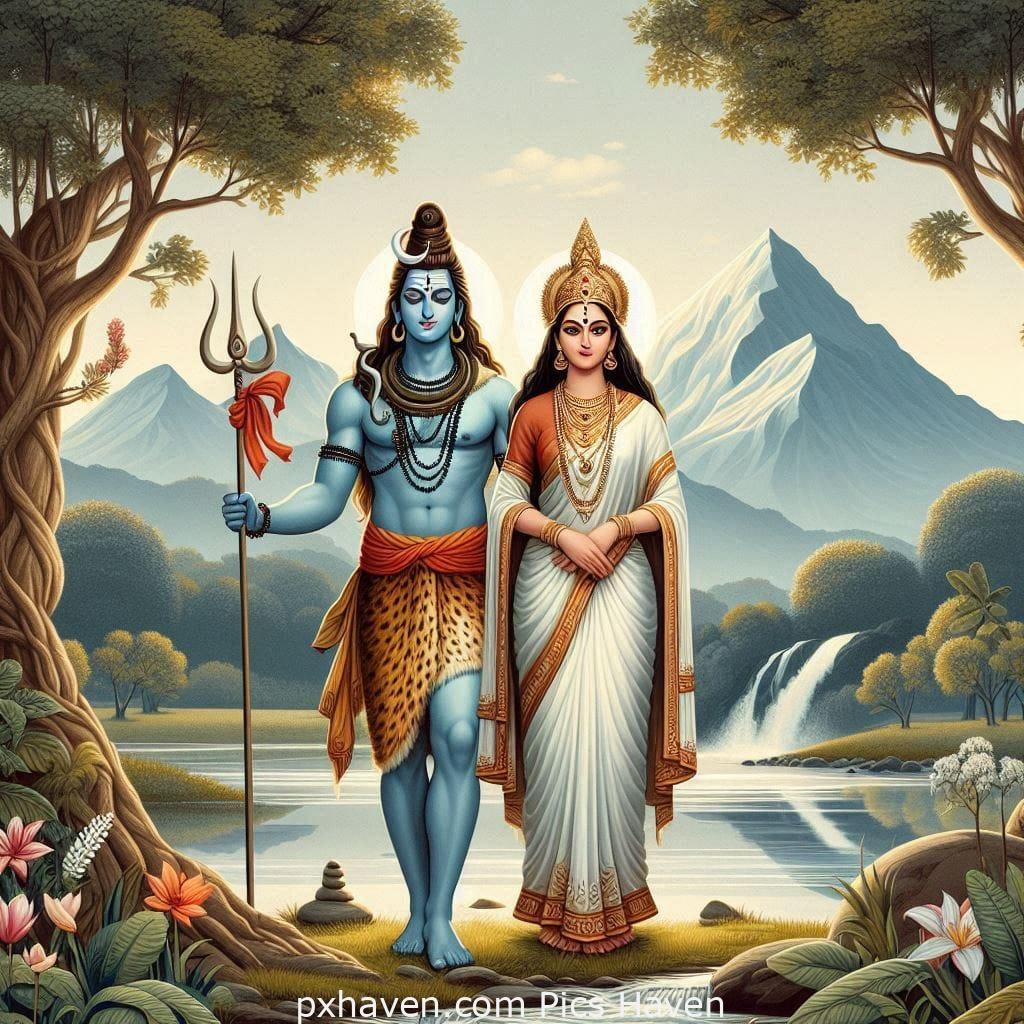 A calm image of Lord Shiva and Parvati. Full HD image. Free Download. Shivratri.