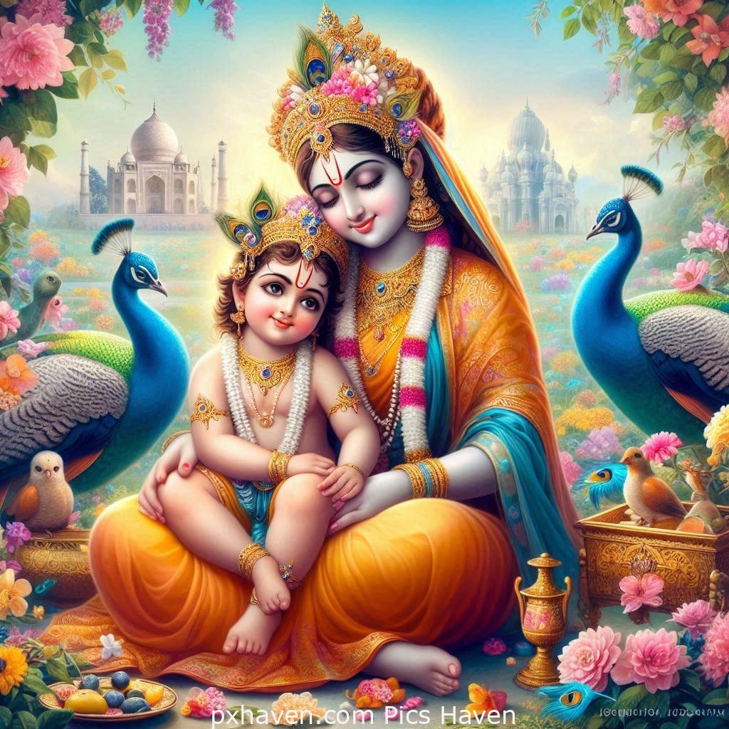 Lord Krishna with Ma Yashoda. Janmashtami. Free Download. Full HD