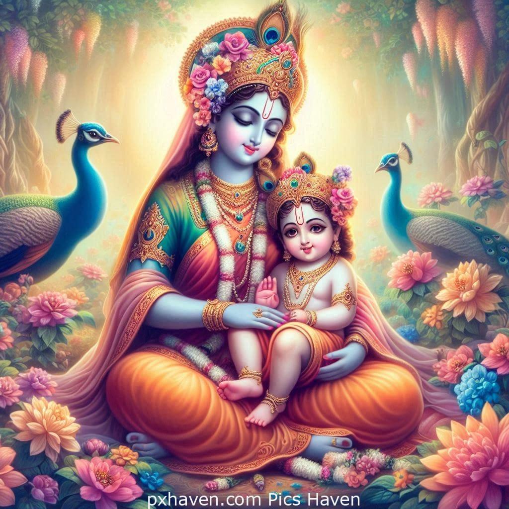 Lord Krishna with Ma Yashoda. Janmashtami. Free Download. Full HD