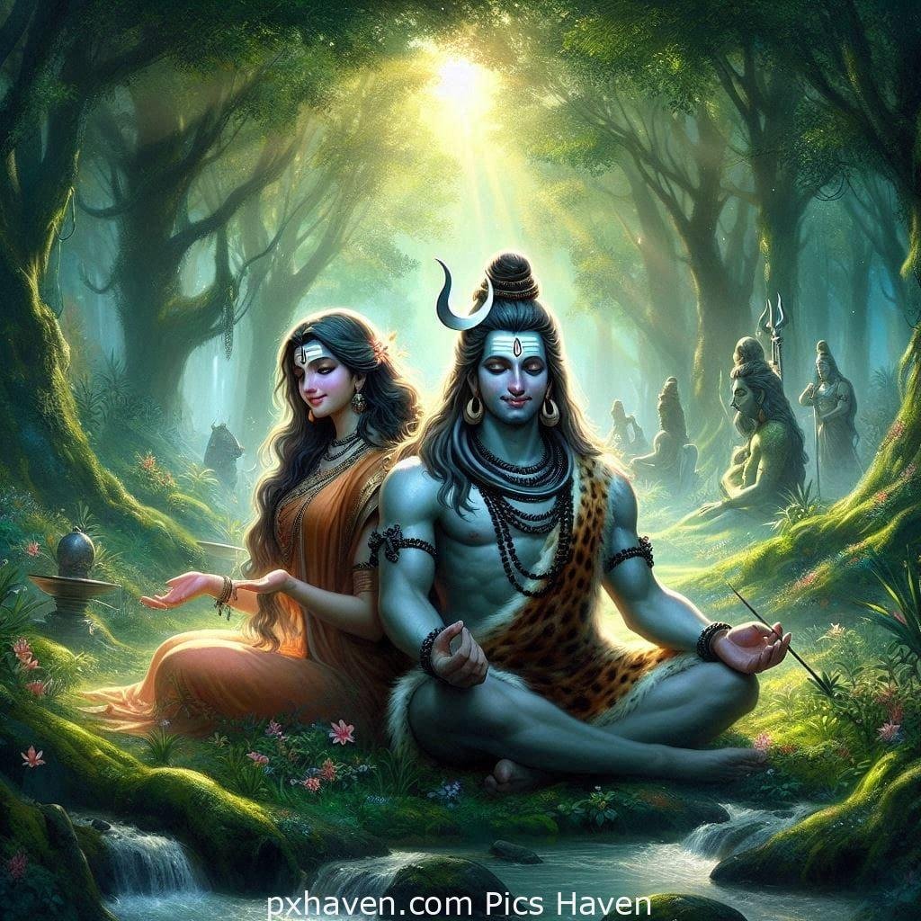 A calm image of Lord Shiva and Parvati. Full HD image. Free Download. Shivratri.