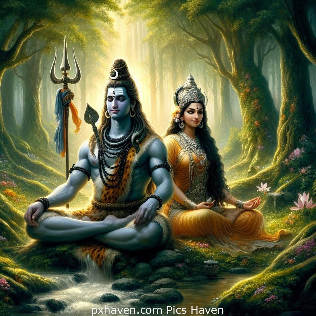 A calm image of Lord Shiva and Parvati. Full HD image. Free Download. Shivaratri.
