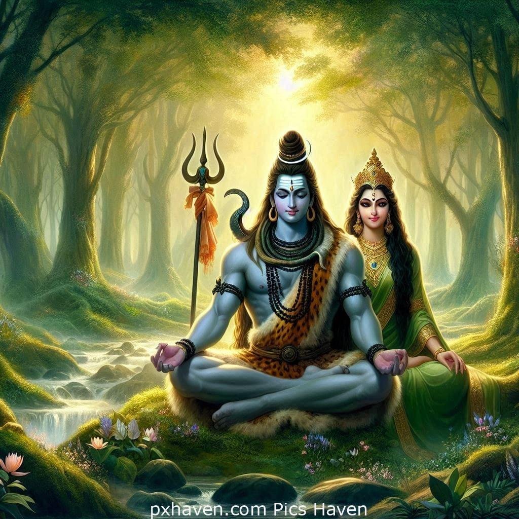 A calm image of Lord Shiva and Ma Parvati. Full HD image. Free Download. Shivratri.