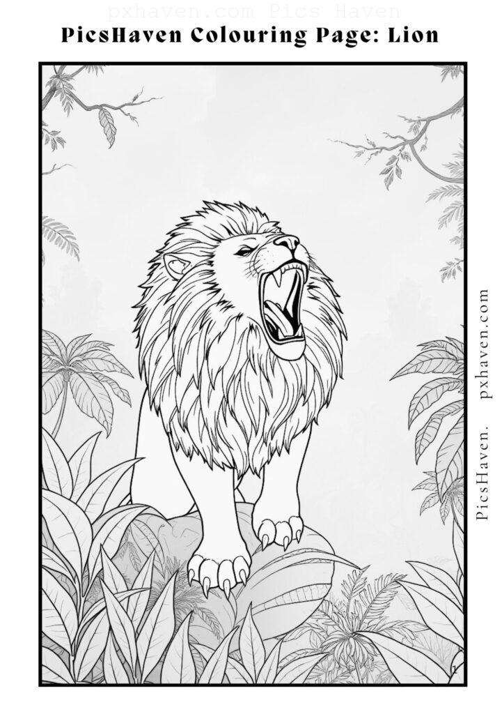 Lion coloring page for children to color and enjoy. Full HD. Drawing and colouring. Free download and print.