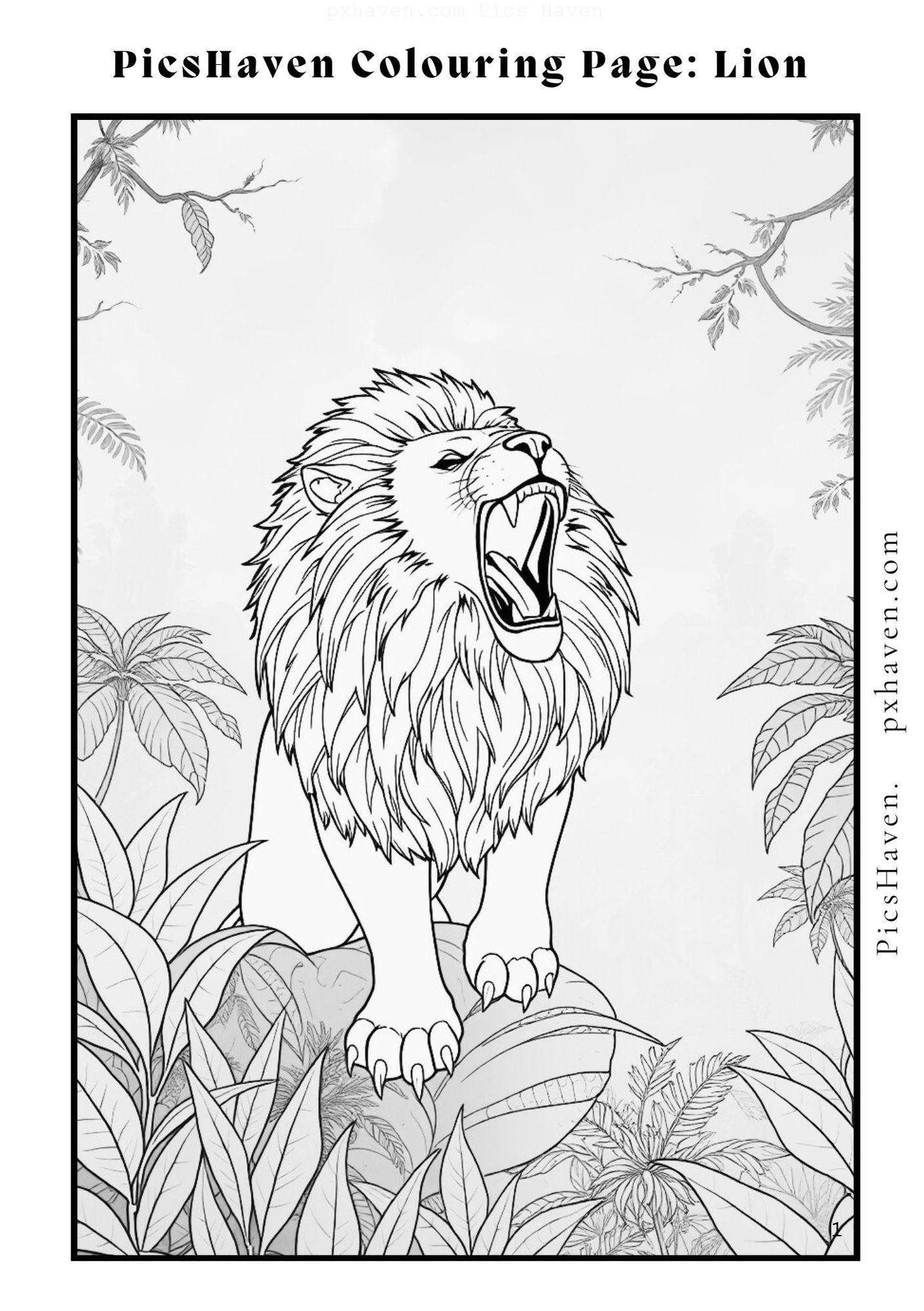 Lion coloring page for children to color and enjoy. Full HD. Drawing and colouring. Free download and print.