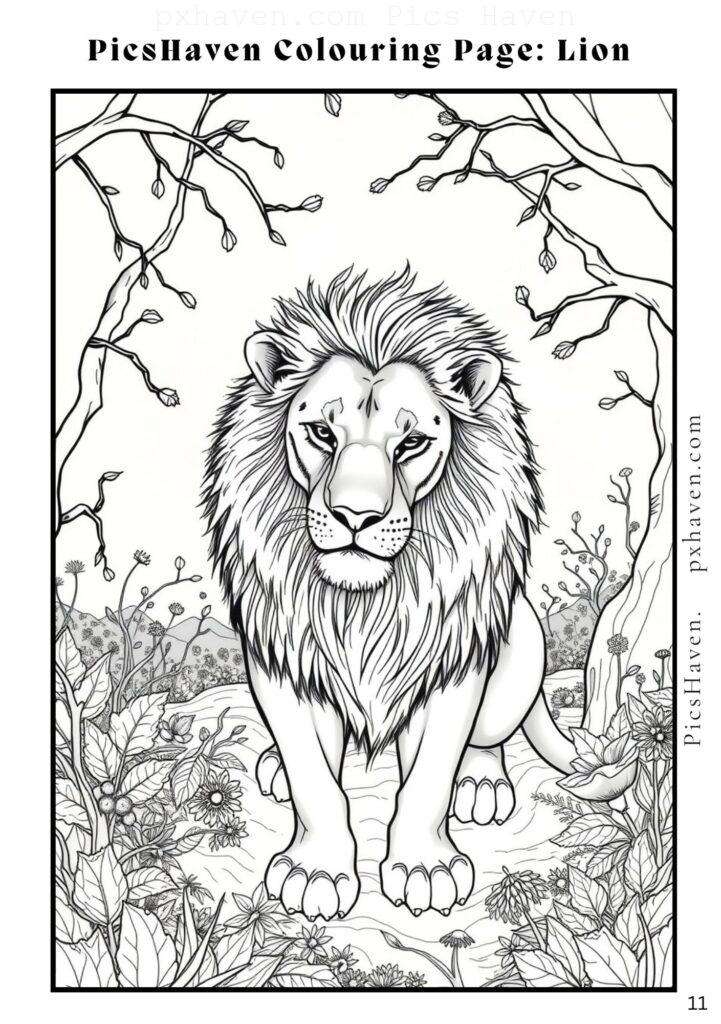 Lion coloring page for children to color and enjoy. Full HD. Drawing and colouring. Free download and print.