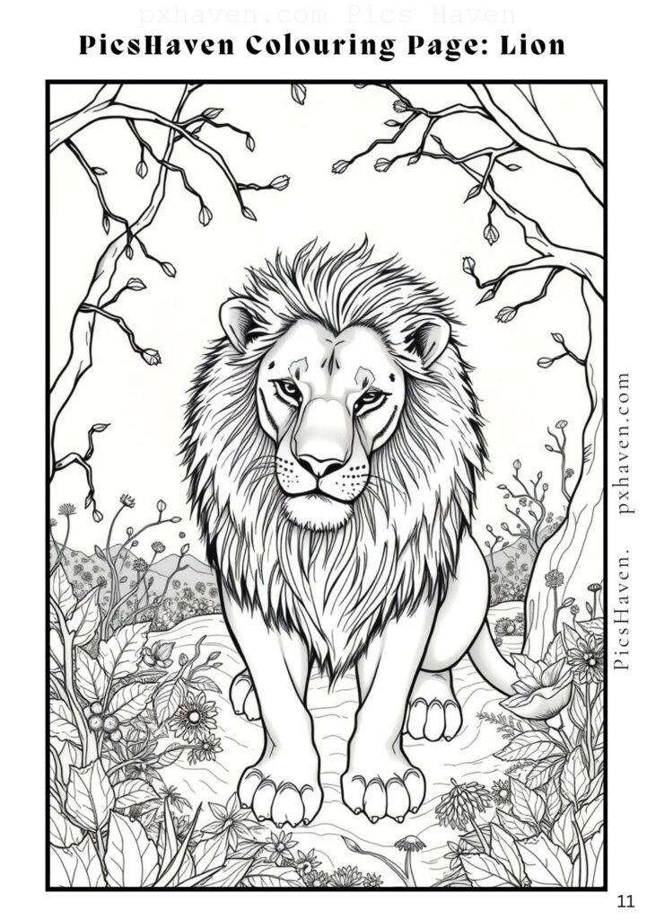 Lion coloring page for children to color and enjoy. Full HD. Drawing and colouring. Free download and print.