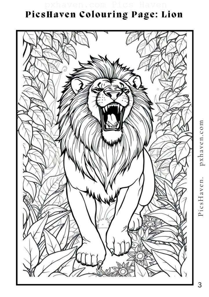 Lion coloring page for children to color and enjoy. Full HD. Drawing and colouring. Free download and print.
