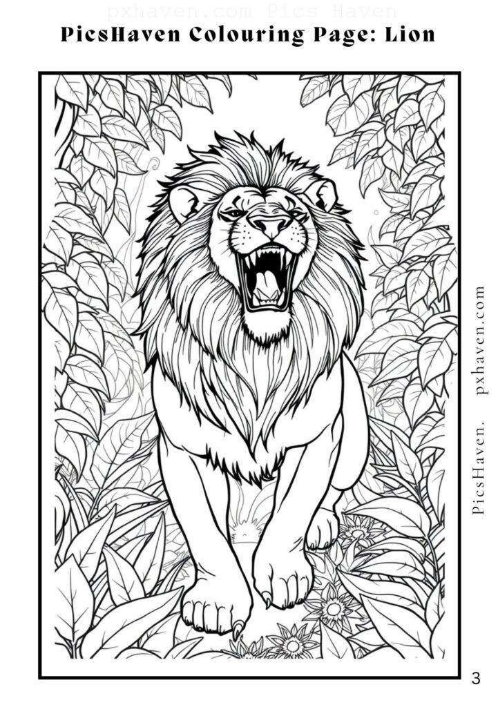 Lion coloring page for children to color and enjoy. Full HD. Drawing and colouring. Free download and print.