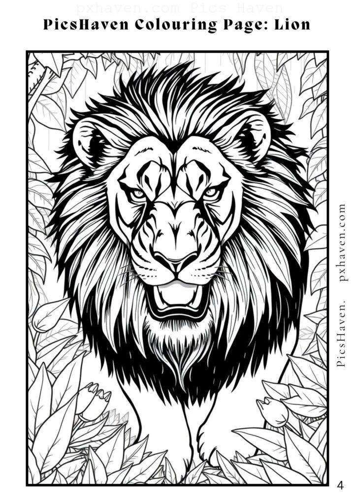 Lion coloring page for children to color and enjoy. Full HD. Drawing and colouring. Free download and print.