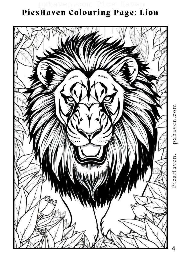 Lion coloring page for children to color and enjoy. Full HD. Drawing and colouring. Free download and print.
