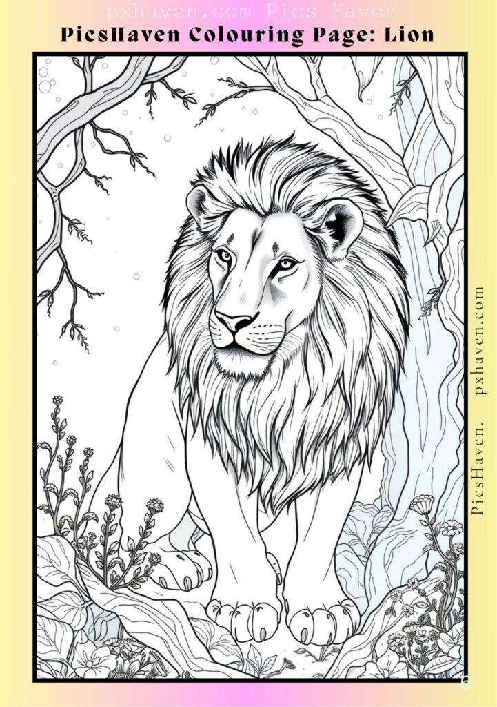 Lion coloring page for children to color and enjoy. Full HD. Drawing and colouring. Free download and print.