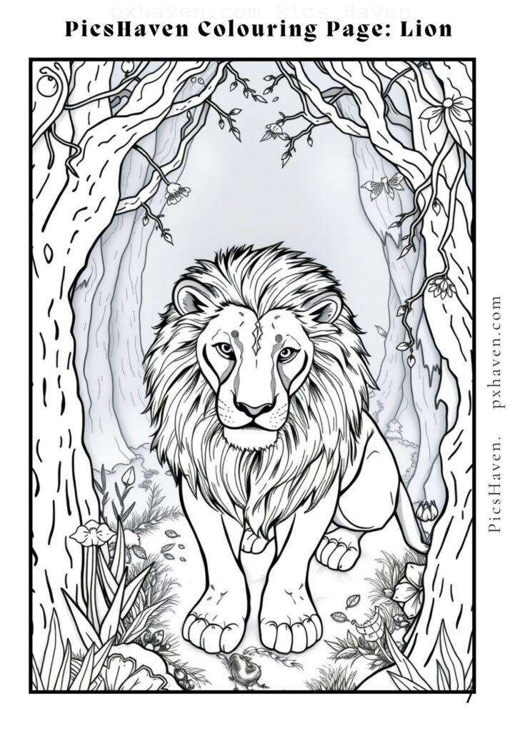 Lion coloring page for children to color and enjoy. Full HD. Drawing and colouring. Free download and print.