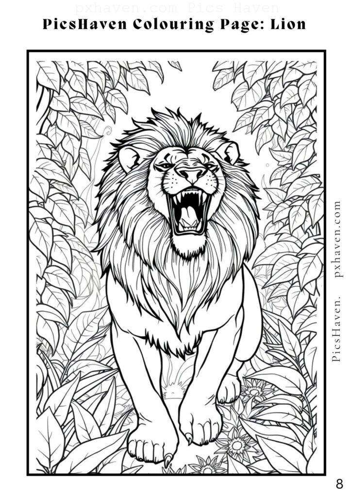 Lion coloring page for children to color and enjoy. Full HD. Drawing and colouring. Free download and print.