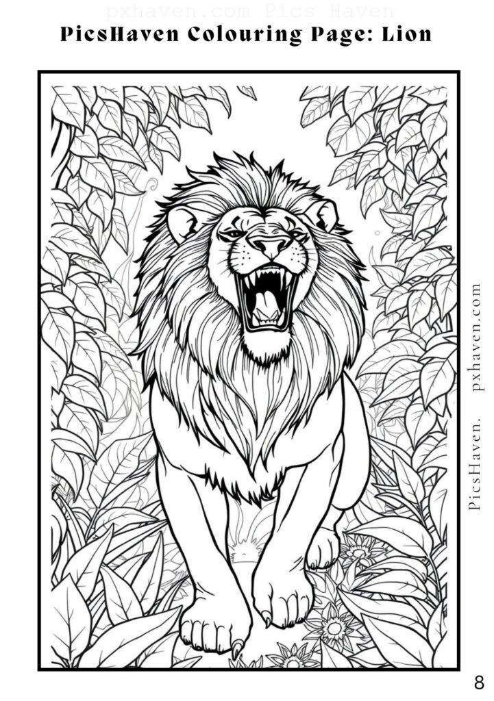 Lion coloring page for children to color and enjoy. Full HD. Drawing and colouring. Free download and print.