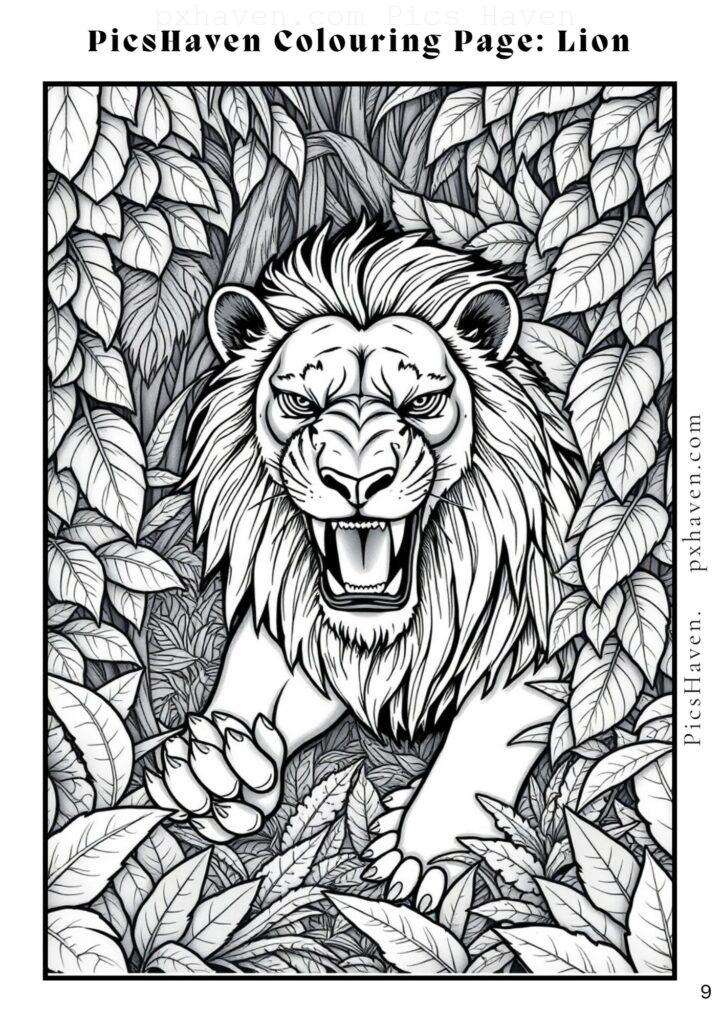 Lion coloring page for children to color and enjoy. Full HD. Drawing and colouring. Free download and print.
