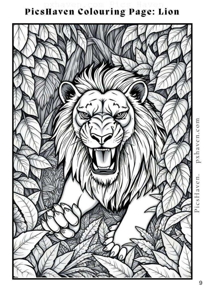 Lion coloring page for children to color and enjoy. Full HD. Drawing and colouring. Free download and print.