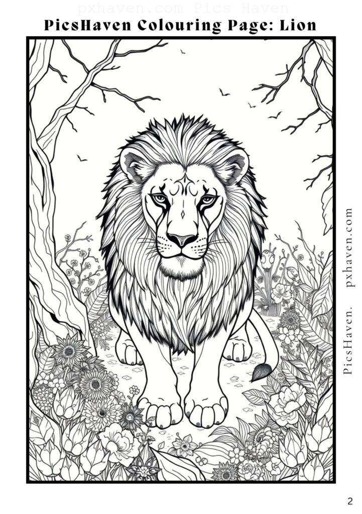 Lion coloring page for children to color and enjoy. Full HD. Drawing and colouring. Free download and print.