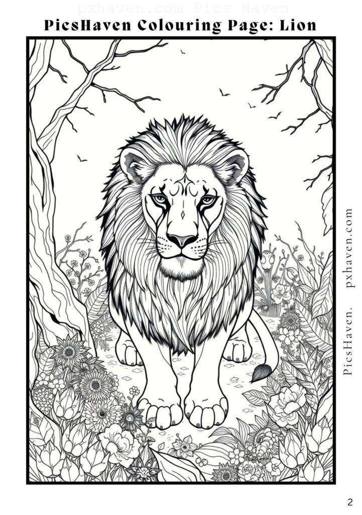 Lion coloring page for children to color and enjoy. Full HD. Drawing and colouring. Free download and print.