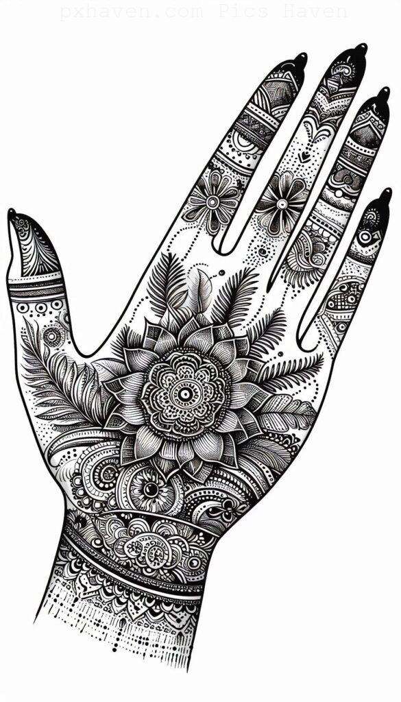 A beautiful mehndi art henna art on hand front side. Free down full HD