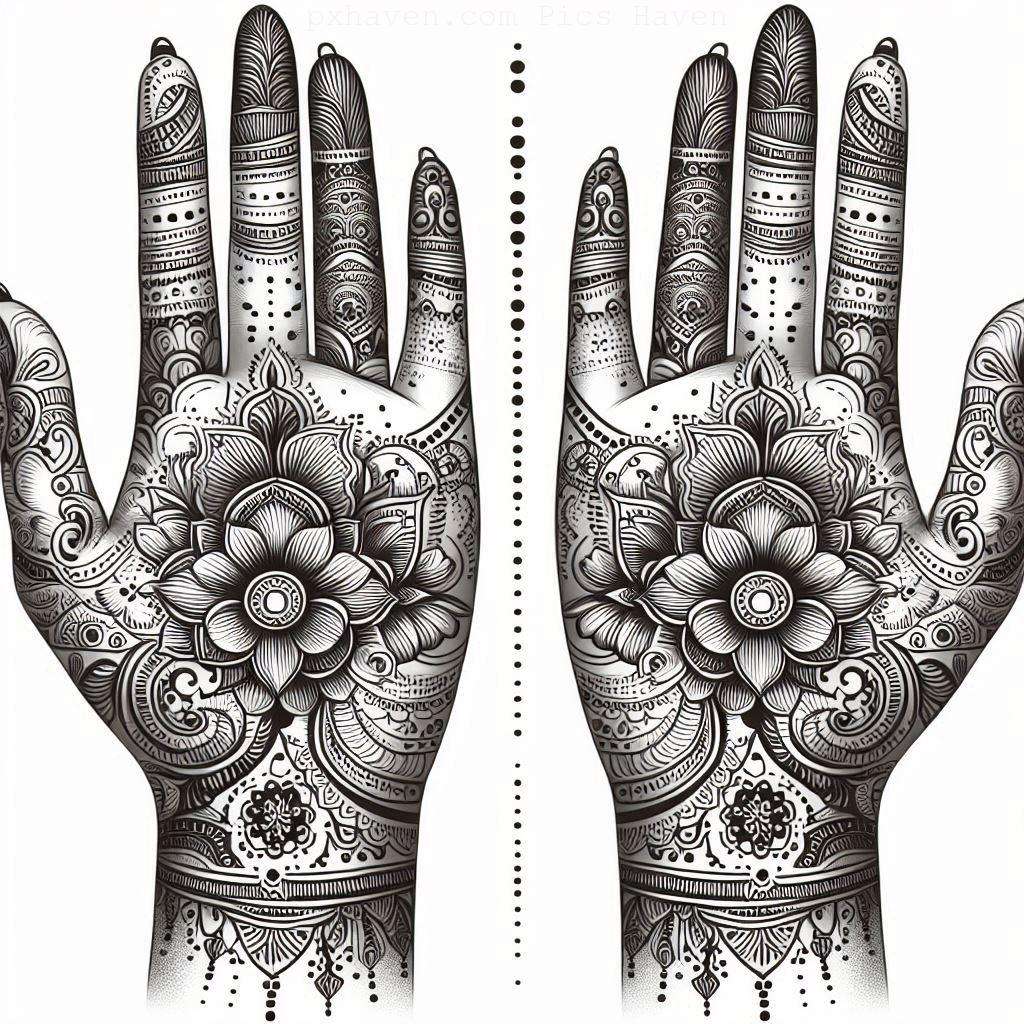 A beautiful mehndi art on hand front side. Free down full HD